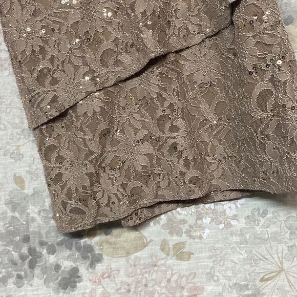 Sequined Layered Office Party Dress With Sleeves - Picture 8 of 13